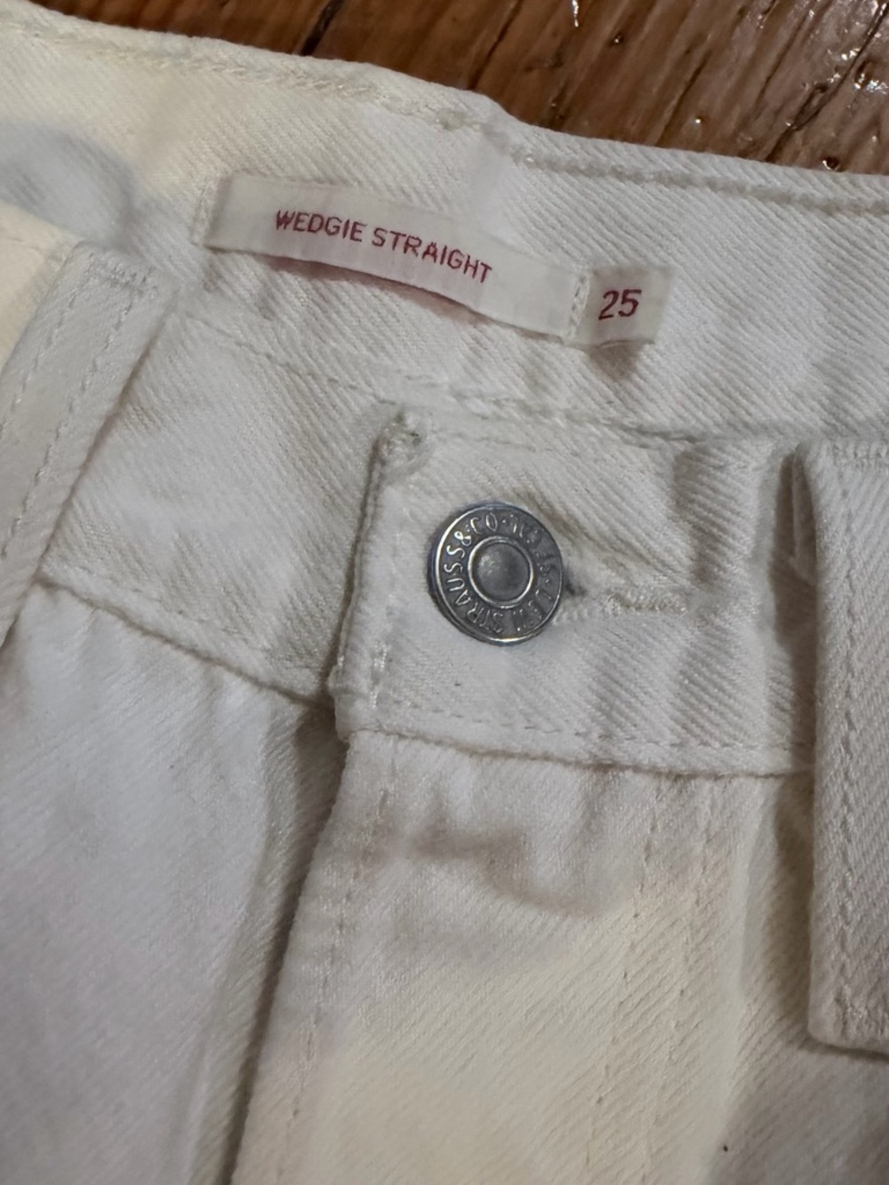 Levi's Premium Wedgie Straight White Distressed Straight Leg Jeans - Picture 2 of 8